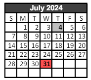District School Academic Calendar for Lafayette Alternative Program For Students for July 2024