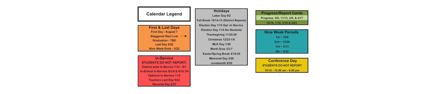 District School Academic Calendar Key for C.A.P.S Continuing Academic Program School