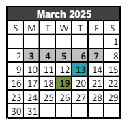 District School Academic Calendar for C.A.P.S Continuing Academic Program School for March 2025