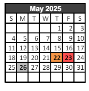 District School Academic Calendar for Ossun Elementary School for May 2025