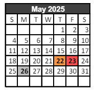 District School Academic Calendar for Lafayette Alternative Program For Students for May 2025