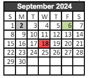 District School Academic Calendar for Ossun Elementary School for September 2024
