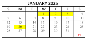 District School Academic Calendar for Lafayette Tecumseh Jr High Sch for January 2025