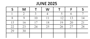 District School Academic Calendar for Lafayette Tecumseh Jr High Sch for June 2025