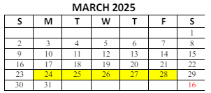 District School Academic Calendar for Lafayette Tecumseh Jr High Sch for March 2025