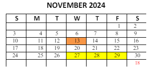 District School Academic Calendar for Lafayette Tecumseh Jr High Sch for November 2024