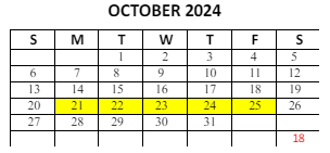 District School Academic Calendar for Lafayette Tecumseh Jr High Sch for October 2024