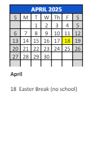 District School Academic Calendar for Kolling Elementary School for April 2025