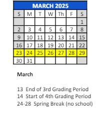District School Academic Calendar for Kolling Elementary School for March 2025