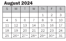 District School Academic Calendar for Benjamin Franklin Elementary for August 2024