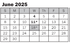 District School Academic Calendar for Best Night School for June 2025