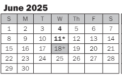 District School Academic Calendar for Benjamin Franklin Elementary for June 2025