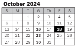 District School Academic Calendar for Best Night School for October 2024