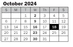 District School Academic Calendar for Benjamin Franklin Elementary for October 2024