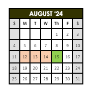 District School Academic Calendar for Shawnee Elementary School for August 2024