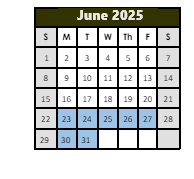 District School Academic Calendar for Shawnee Elementary School for June 2025