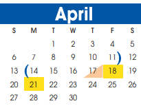 District School Academic Calendar for Alternative Learning Center for April 2025