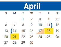 District School Academic Calendar for Travis Elementary for April 2025