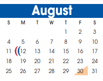 District School Academic Calendar for Juvenile Detent Ctr for August 2024