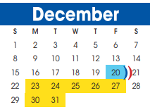 District School Academic Calendar for Hutchison Elementary for December 2024