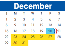 District School Academic Calendar for Travis Elementary for December 2024
