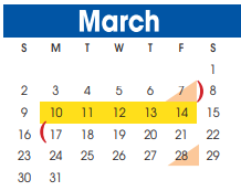 District School Academic Calendar for Pink Elementary for March 2025