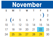 District School Academic Calendar for Juan Seguin Elementary for November 2024