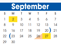 District School Academic Calendar for Pink Elementary for September 2024