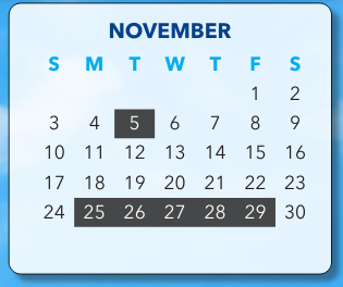 District School Academic Calendar for Eastern High School for November 2024