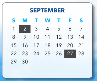 District School Academic Calendar for Eastern High School for September 2024