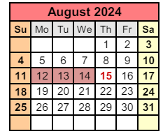 District School Academic Calendar for Paul F Boston Middle School for August 2024