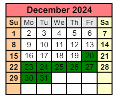 District School Academic Calendar for Paul F Boston Middle School for December 2024
