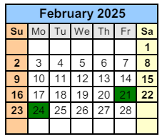 District School Academic Calendar for Paul F Boston Middle School for February 2025