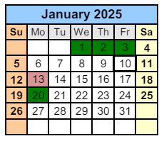 District School Academic Calendar for Paul F Boston Middle School for January 2025