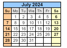 District School Academic Calendar for Paul F Boston Middle School for July 2024
