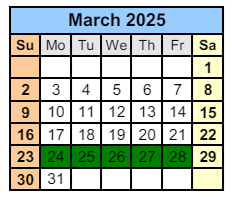 District School Academic Calendar for Paul F Boston Middle School for March 2025