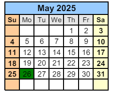 District School Academic Calendar for Paul F Boston Middle School for May 2025