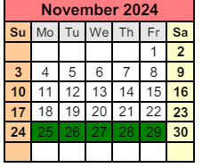District School Academic Calendar for Paul F Boston Middle School for November 2024