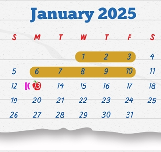 District School Academic Calendar for Ryan Elementary School for January 2025