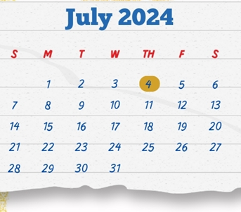 District School Academic Calendar for Christen Middle School for July 2024