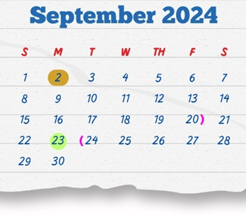 District School Academic Calendar for Pierce Elementary School for September 2024