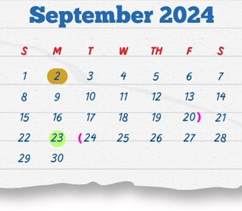 District School Academic Calendar for Dovalina Elementary School for September 2024