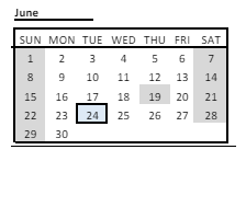 District School Academic Calendar for Alexander B Bruce for June 2025