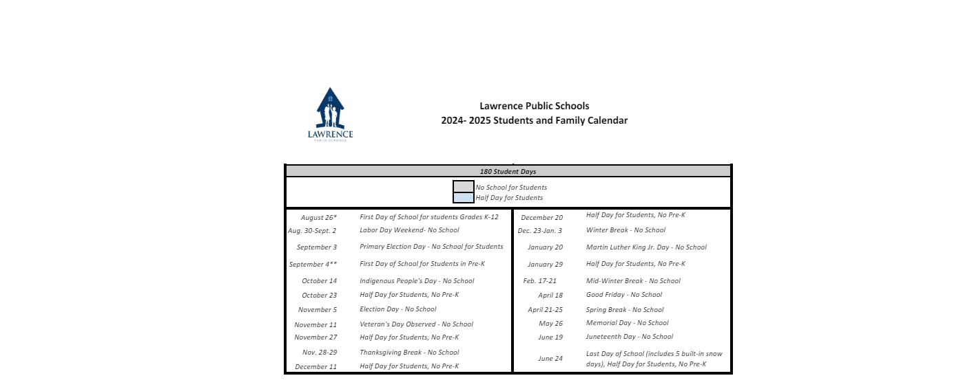 District School Academic Calendar Key for Alexander B Bruce