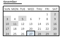 District School Academic Calendar for Alexander B Bruce for November 2024