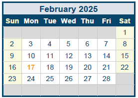 District School Academic Calendar for Quail Run Elementary for February 2025