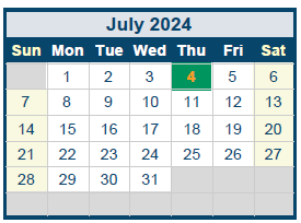 District School Academic Calendar for Quail Run Elementary for July 2024