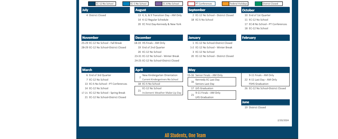 District School Academic Calendar Key for Quail Run Elementary