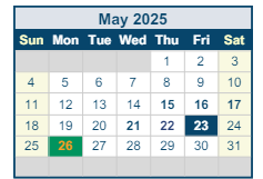 District School Academic Calendar for Quail Run Elementary for May 2025