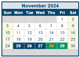 District School Academic Calendar for Quail Run Elementary for November 2024